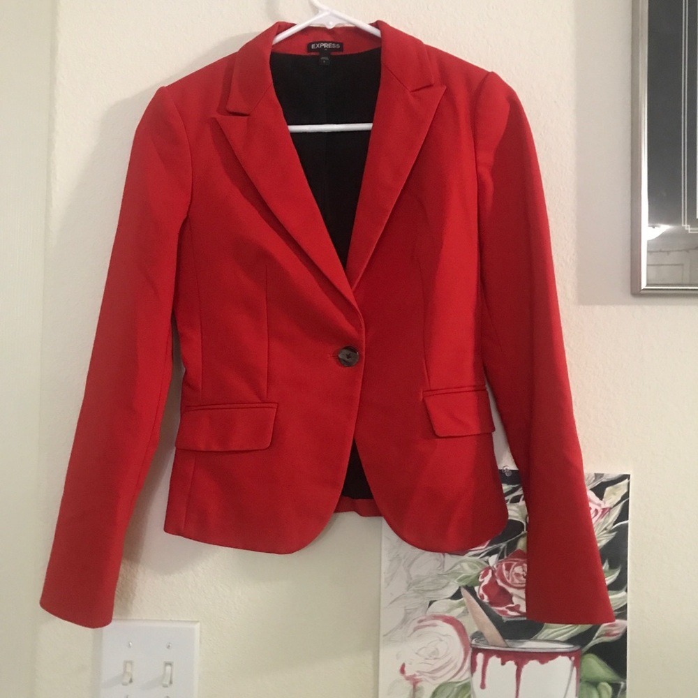 Express red suit coat blazer